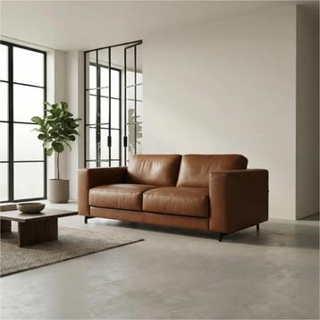 Leren bank Clear - 2,5 zits - Elegance Cognac (cognac) -, Huis en Inrichting, Bohemian, Eigentijds, Modern, Retro, Vintage, Nieuw