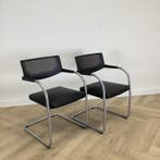 Complete Design set van 4x Vitra Visasoft Visavis, Gebruikt, Zwart, Leer, Ophalen of Verzenden