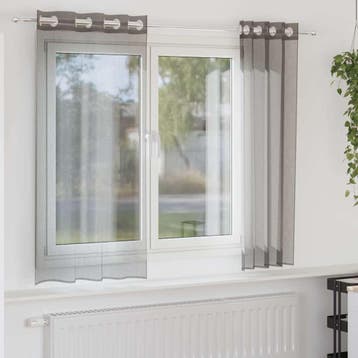 vidaXL Gordijnen voile met doorvoertules 2 st 140x140 cm, Verzenden, Nieuw, Grijs