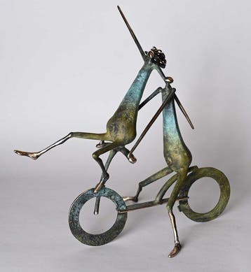 Dariusz Zielinski - Couple on a bike (55cm bronze)