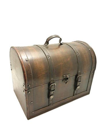 Opbergkoffer - Hout, Leder - 40 x 30 cm 1,6 kg, Antiek en Kunst