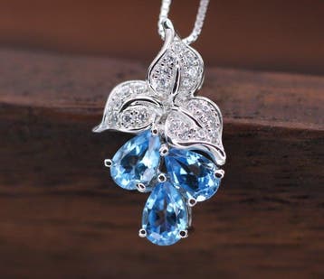 Zonder minimumprijs - Ketting met hanger Zilver - 1.70ct.