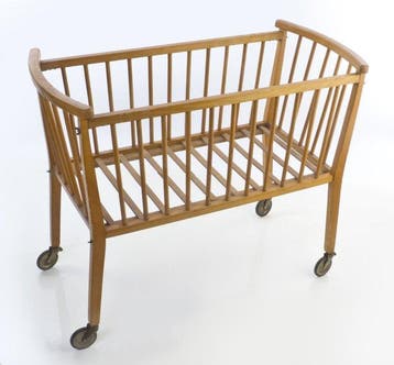 Wieg - babywieg - Beukenhout - Wieg en babybed, Antiek en Kunst