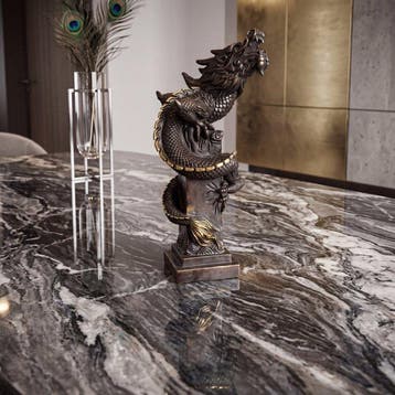 Beeld, Drakenstandbeeld 25.5 cm - 25.5 cm - Brons