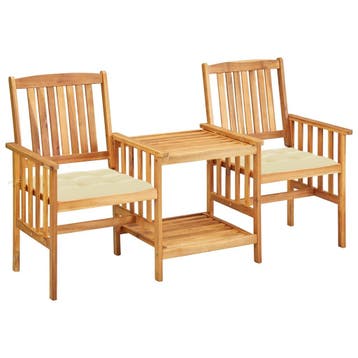 vidaXL Tuinstoelen met tafeltje en kussens massief, Tuin en Terras, Verzenden, Nieuw, Hardhout, Tuinset