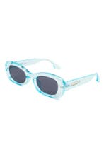 Zonnebril Y2K Rond Cat Eye Blauw Montuur Donkergrijze Glazen, Ophalen of Verzenden, Nieuw, Blauw