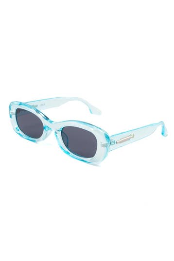 KIMU® Zonnebril Y2K Rond Cat Eye Blauw Montuur Donkergrijze, Ophalen of Verzenden, Nieuw, Blauw