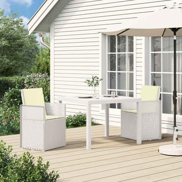 vidaXL Tuin eettafelset 3 st Wit en crèmekleurig PP, Verzenden, Nieuw, Textileen, 3 zitplaatsen