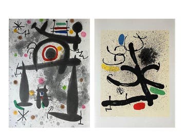 Joan Miró (after) - Set of two: Abstract composition I & II