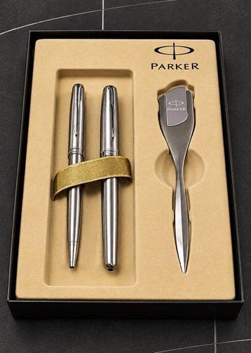 Parker - Sonnet Flighter CT Stainless Steel - Parure(x2) &, Nieuw