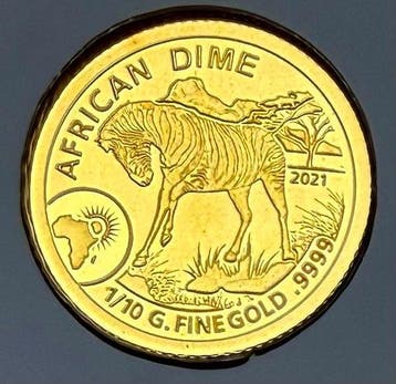 Rwanda. 10 Amafranga Das Zebra , 0.1 gr oro .999 (Zonder