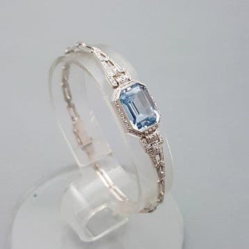 Zilver, Art Deco Blauwe Spinel(Getest) - Armband