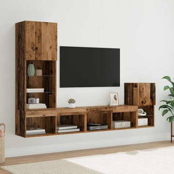 vidaXL TV Wandmeubels 4 st Oud Hout Bewerkt hout, Verzenden, Nieuw, Overige houtsoorten