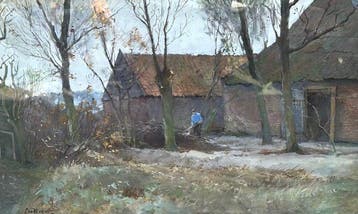 C vd Windt (1877-1952) - Boer op het erf, Antiek en Kunst, Kunst | Schilderijen | Klassiek