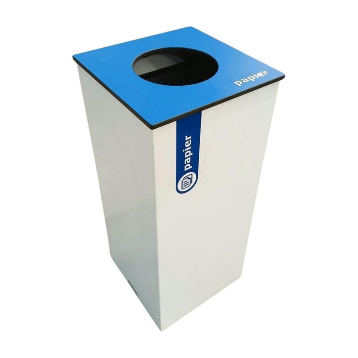 Papierbak 36x36x81 cm, afvalbak, blauwe bovenplaat, gebruikt, Doe-het-zelf en Verbouw, Overige Doe-het-zelf en Verbouw, Gebruikt