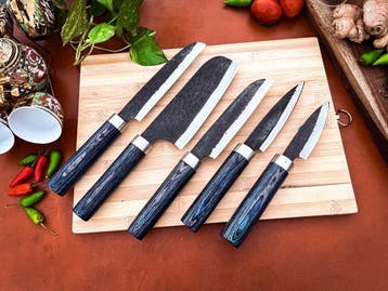 Keukenmes - Kitchen knife set - 732 - Staal, Hout,