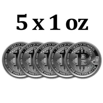 Niue. 2 Dollars 5 x 2022 1 oz Niue $2 NZD Bitcoin Silver
