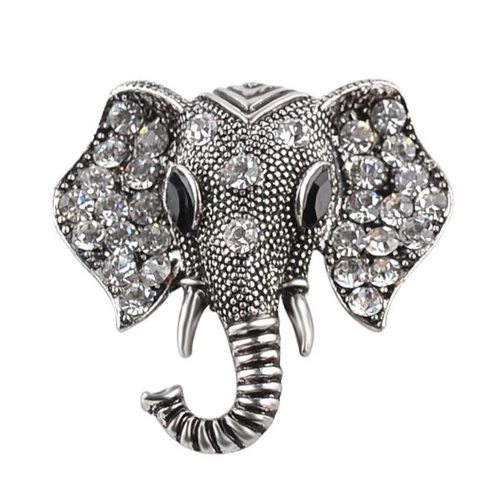 Fako Bijoux - Broche - Olifantenkop - Kristal - 38x37mm -, Sieraden, Tassen en Uiterlijk, Broches, Verzenden