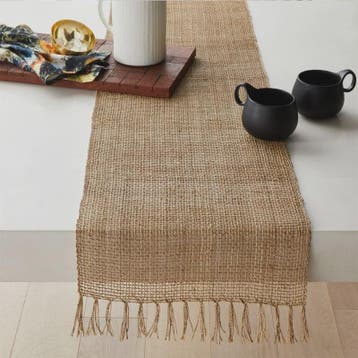 Natuurlijke Jute Tafelrunner met Franjes - Sfeervolle Decora, Verzenden