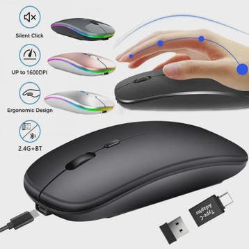 Draadloze Oplaadbare Muis: Bluetooth & 2.4GHz Dual Mode voor, Verzenden, Nieuw