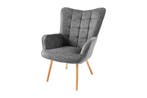 Moderne fauteuil SCANDINAVIA grijze structuurstof massief, Huis en Inrichting, Ophalen of Verzenden, Nieuw