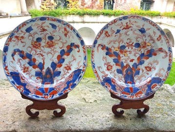 Paar Imari-porseleinen borden, China, 18e eeuw - Porselein -, Antiek en Kunst