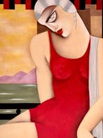 Ardoon - Grande peinture Art Déco “ La baigneuse “ xxl size