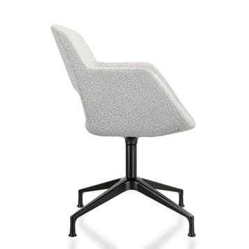 Bouclé - Vergaderstoel - Onderstel met doppen - Wit, Vergader- of Presentatieruimte, Ophalen of Verzenden, Gebruikt, Stoel