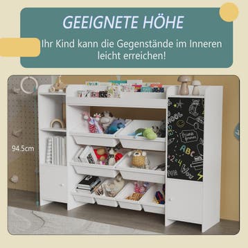 Boekenkast met 8 Opbergboxen en Krijtbord voor Kinderkamer, Verzenden, Nieuw