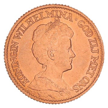 Gouden 10 Gulden Wilhelmina 1912 Pr+, Verzenden