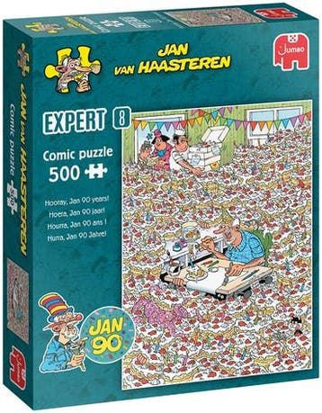 Jan van Haasteren Expert 8 - Hoera, Jan 90 jaar Puzzel (500, Hobby en Vrije tijd, Denksport en Puzzels, Verzenden, Nieuw