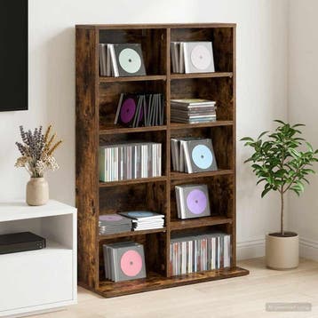 vidaXL CD Kast Gerookt eiken 65 x 23,5 x 97,5 cm Bewerkt, Verzenden, Nieuw