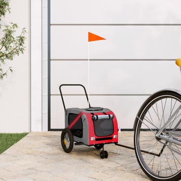 vidaXL Hondenfietstrailer oxford stof en ijzer rood en zwart, Dieren en Toebehoren, Verzenden, Nieuw