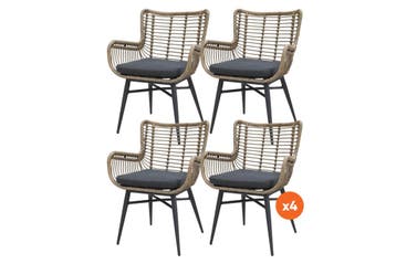 VDG Set van 4 - Jasmine dining tuinstoel - Naturel, Verzenden, Nieuw, Overige materialen