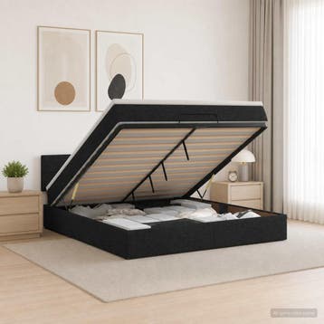 vidaXL Ottoman bed met matras met hoofdeinde Zwart 140 x 200, Verzenden, Nieuw, Zwart