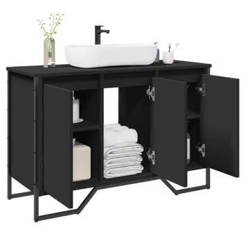 Zwarte Onderkast Badkamer – Wastafelkast 91×35×60 cm, Verzenden, Nieuw