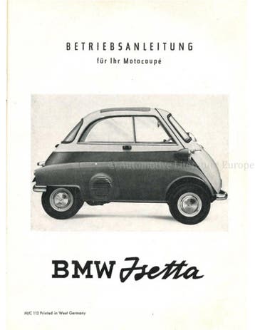 1956 BMW ISETTA INSTRUCTIEBOEKJE DUITS