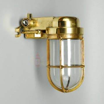 Wandlamp - Messing, Glas - Industrieel kooi-lamp