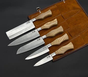 Japanese Style Kitchen Knife SET With Leather BAG Included -