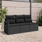 Tuin Sofa Set Met Kussen Met Opslag 3 Pcs En Crème - Zwart, Verzenden, Nieuw