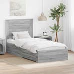vidaXL Bedframe Grijs Sonoma en Zilver 75 x 190 cm Bewerkt, Verzenden, Nieuw, Grijs, Hout