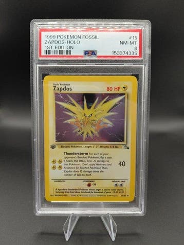 Pokémon - 1 Graded card - Zapdos 15 First edition, Foil,, Nieuw