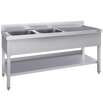 GGM Gastro | RVS spoeltafel ECO - 1800x600mm - met onderblad, Verzenden, Nieuw in verpakking, RVS Meubilair
