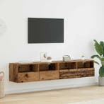 vidaXL TV Wandkasten 2 pcs Oud Hout 80 x 30 x 30 cm Bewerkt, Huis en Inrichting, Kasten | Televisiemeubels, Verzenden, Nieuw, 50 tot 100 cm