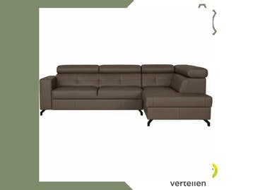 Leren hoekbank Nova - 2.5-zits arm links + Longchair arm, 250 tot 300 cm, Bohemian, Industrieel, Modern, Scandinavisch, Hoekbank