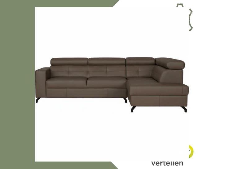 Leren hoekbank Nova - 2.5-zits arm links + Longchair arm, Huis en Inrichting, Banken | Bankstellen, 250 tot 300 cm, 75 tot 100 cm