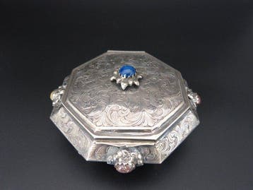 Kist - .800 zilver - achtzijdig Italiaans, Antiek en Kunst