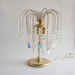 Tafellamp - fontein waterval noorderlicht - Messing, Glas,