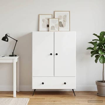vidaXL Dressoir Hoogglans Wit 66 x 34,5 x 95 cm Bewerkt hout, Verzenden, Nieuw, Overige houtsoorten, Minder dan 50 cm
