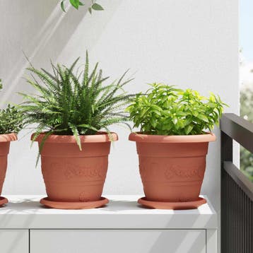 vidaXL Plantenpotten 6 st Baksteenrood Ø 22 x 18 cm, Tuin en Terras, Kunststof, Minder dan 30 cm, Verzenden, Minder dan 60 cm